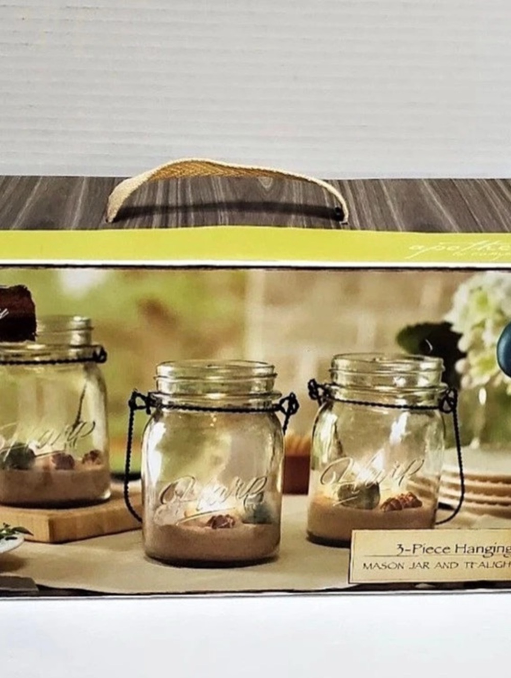 apothecary & company 3-Piece Hanging Mason Jar and Tealight Set Tealight Set